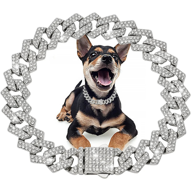 Collier cubain de luxe en diamant pour chiens et chats