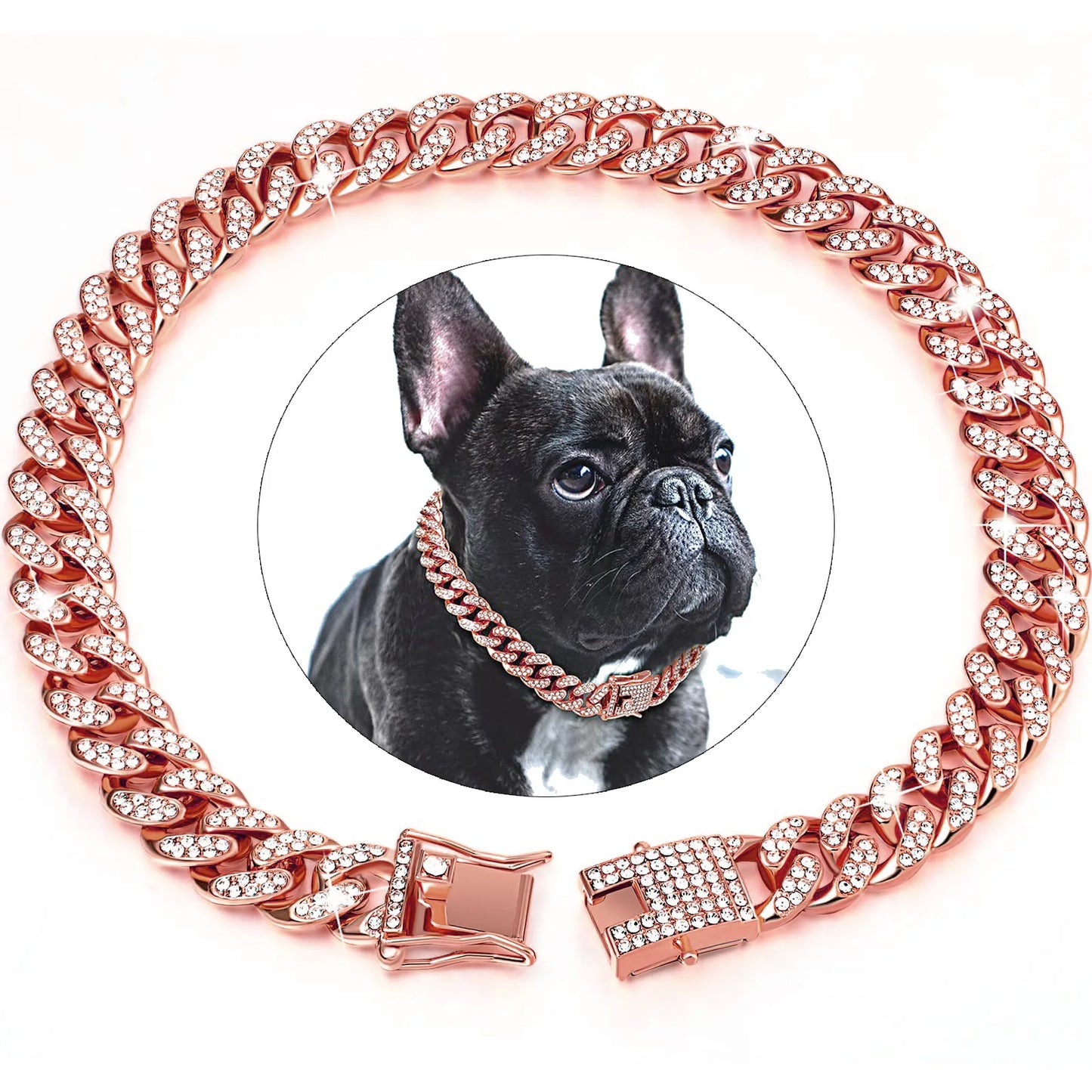 Collier cubain de luxe en diamant pour chiens et chats
