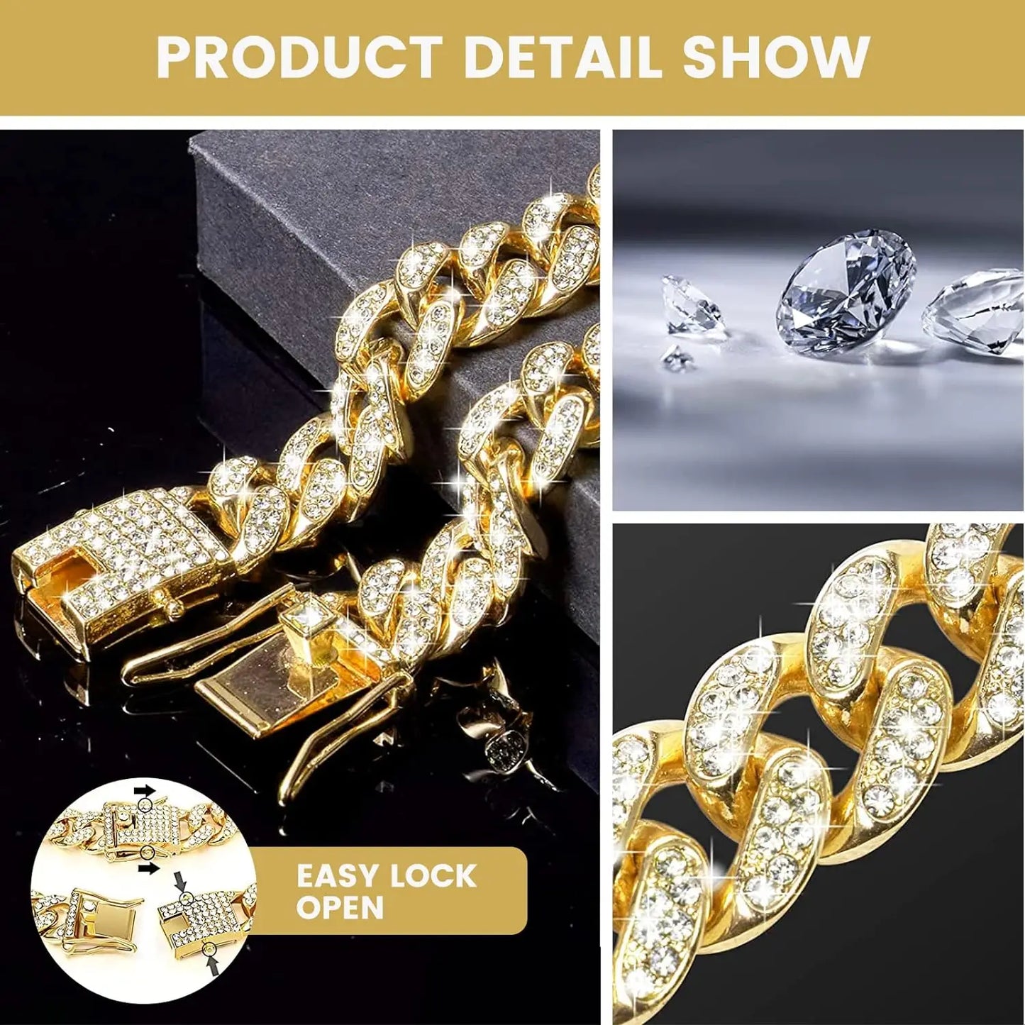 Collier cubain de luxe en diamant pour chiens et chats