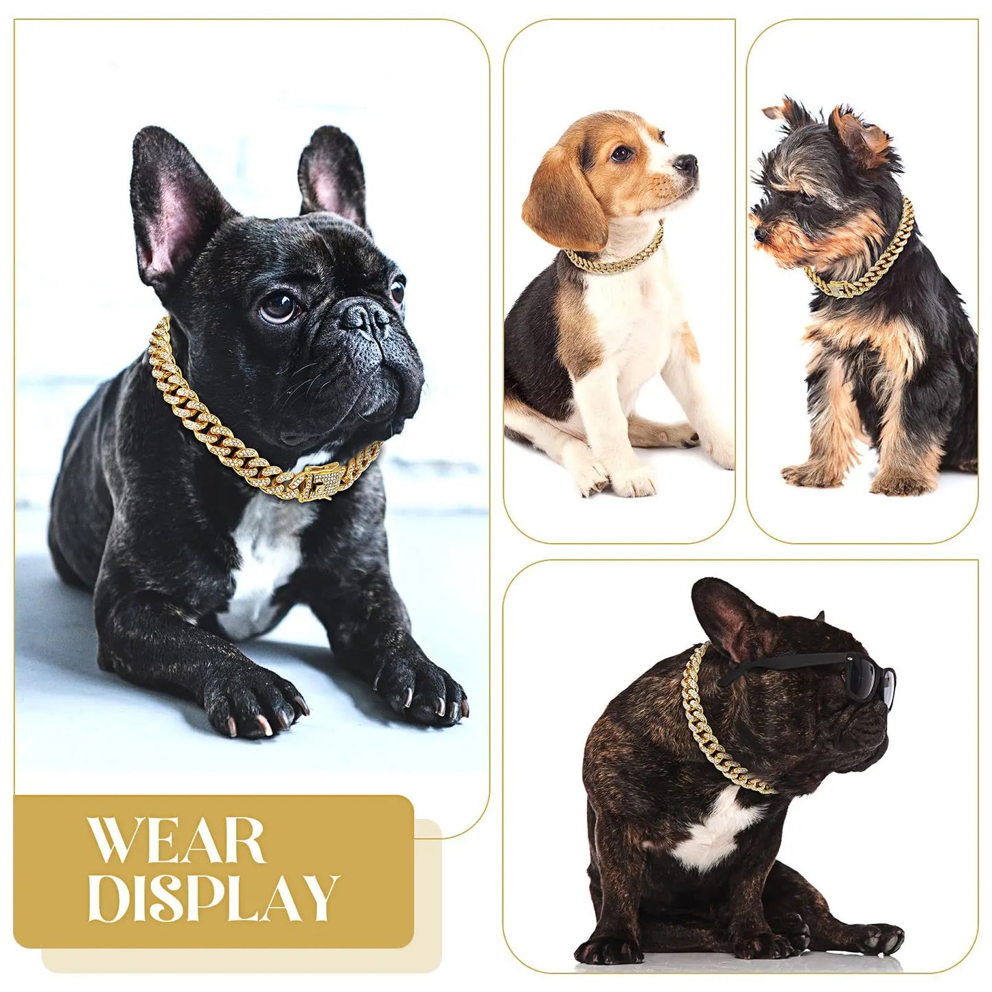 Collier cubain de luxe en diamant pour chiens et chats