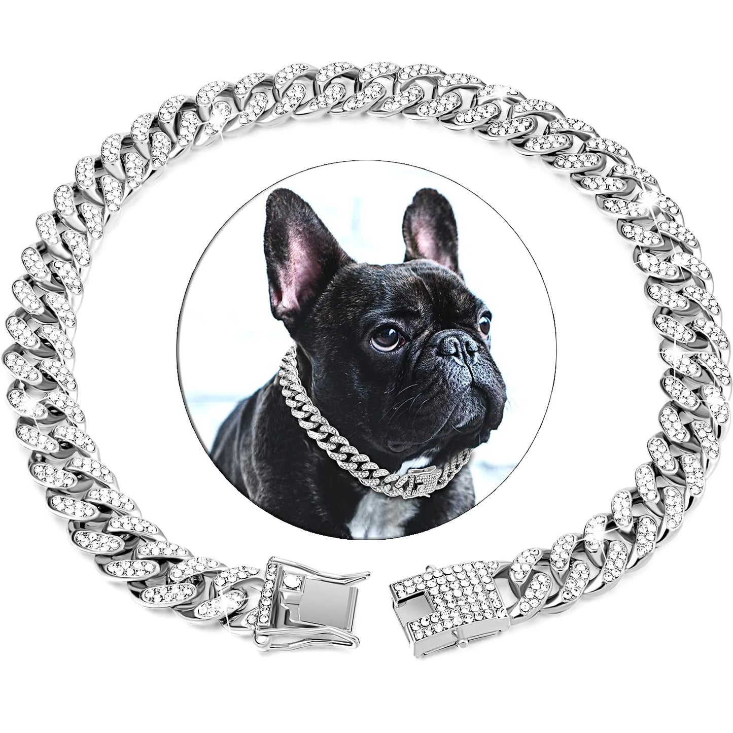Collier cubain de luxe en diamant pour chiens et chats
