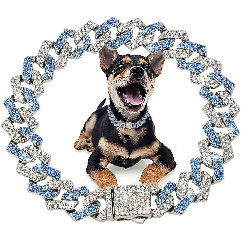 Collier cubain de luxe en diamant pour chiens et chats